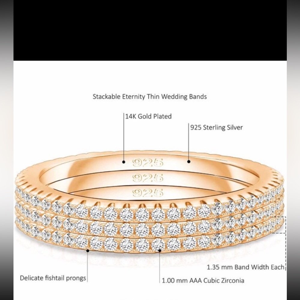 Stackable Eternity Wedding Band Rings - Picture 2 of 7